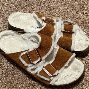 Birkenstock Arizona Shearling Slide Sandal size 41 Awesome Suede Adjustable